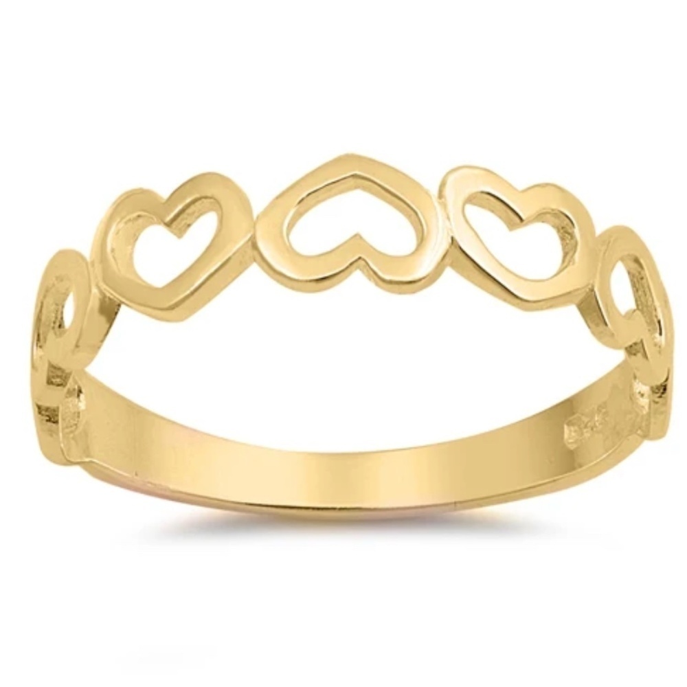 Gold-Plated Sterling Silver Heart Band Ring – Size 7.5 (Sample)